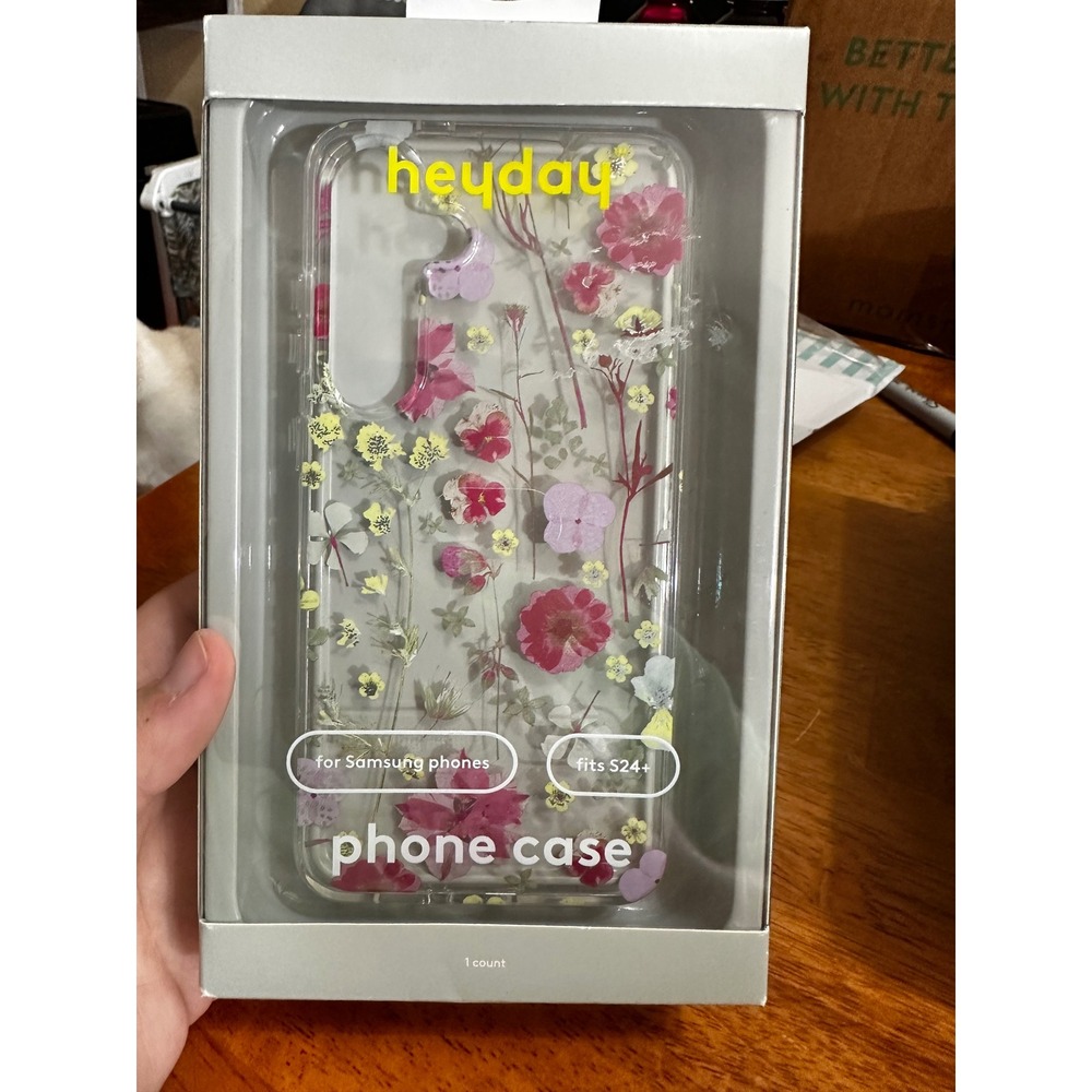 Heyday Samsung Galaxy S24+ Case Clear Pressed Floral Recycled Plastic Protective